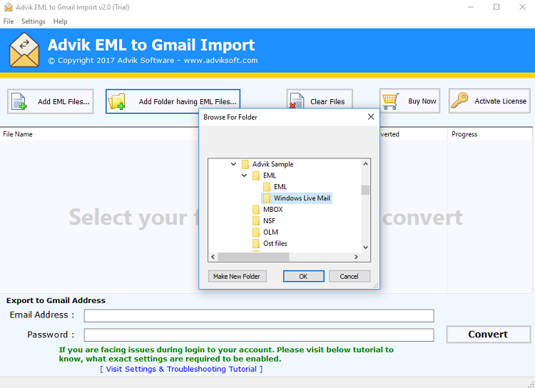 advik msg to gmail import