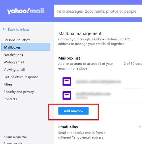 import hotmail folders to yahoo mail