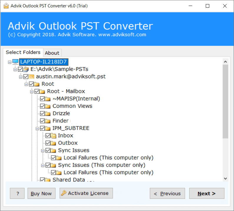 upload pst file in aol mail