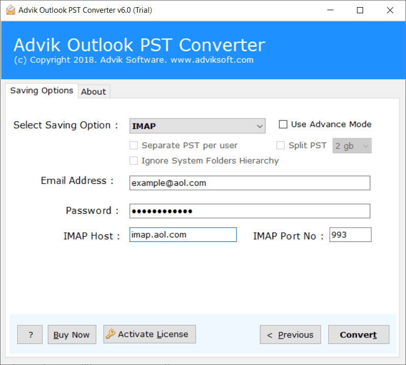 migrate pst to aol mail