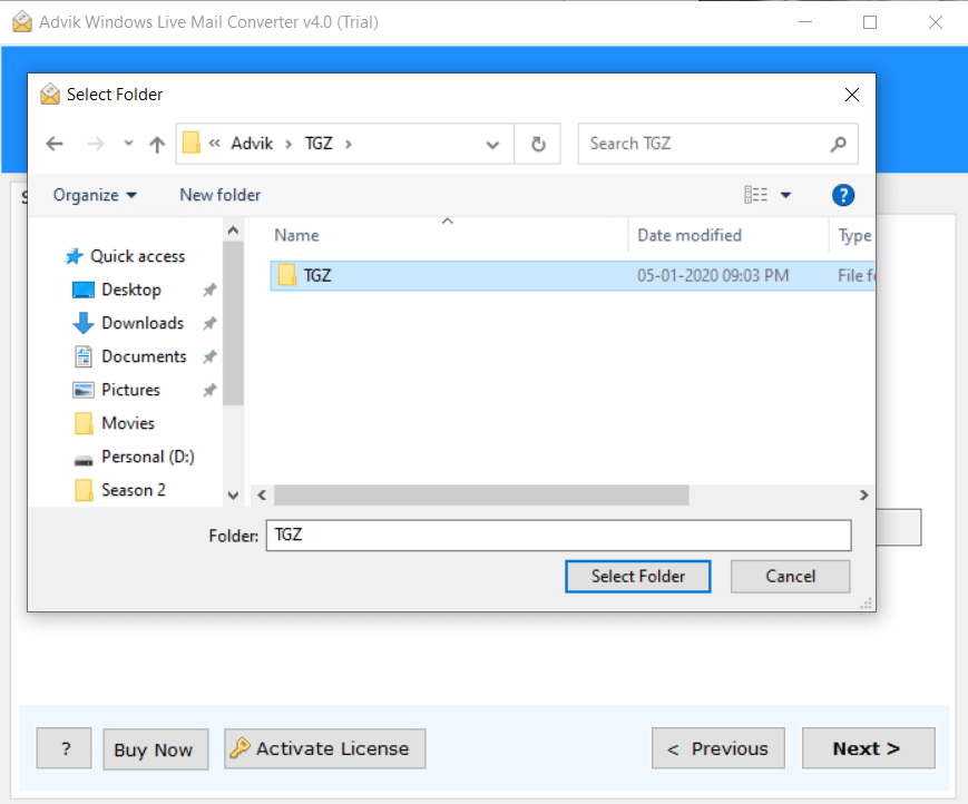 tgz to thunderbird converter