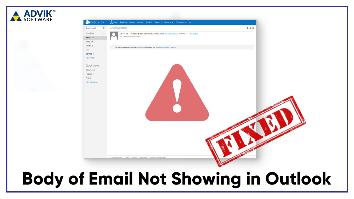 Body of Email Not Showing in Outlook