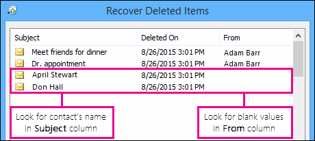 how to recover deleted contacts from outlook