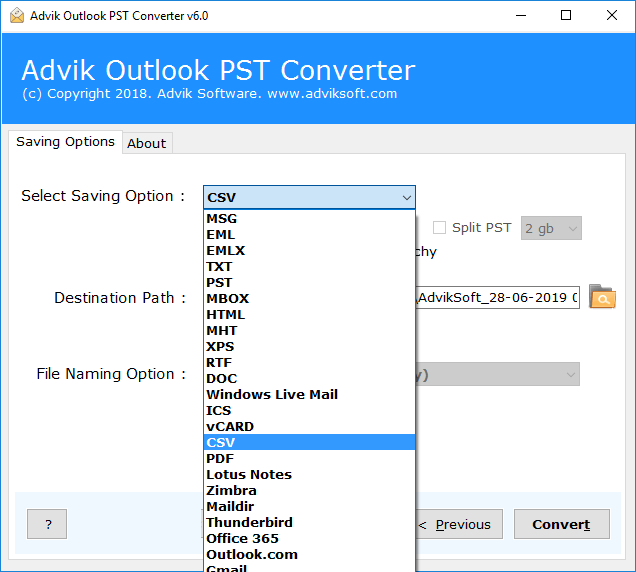 choose csv