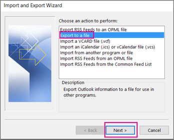 Select Export to a file