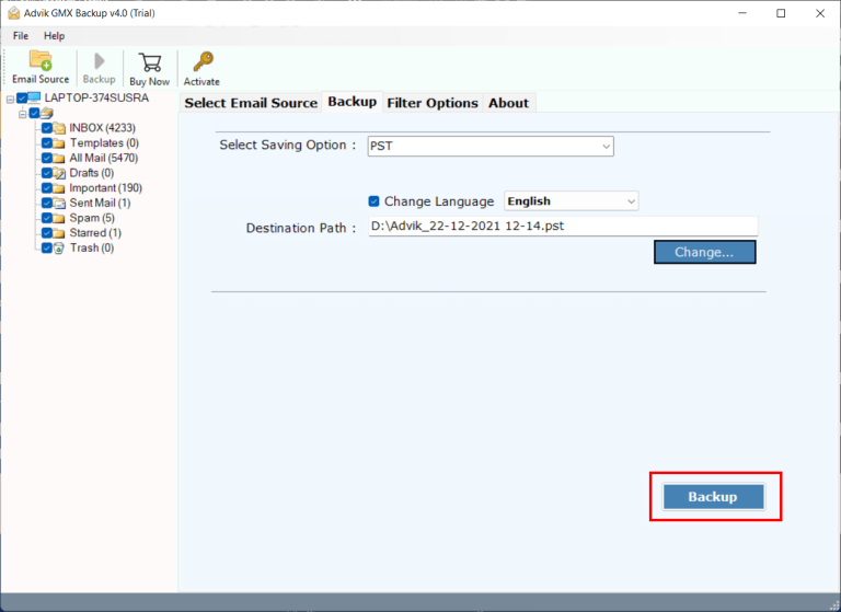 export GMX Mail to Outlook