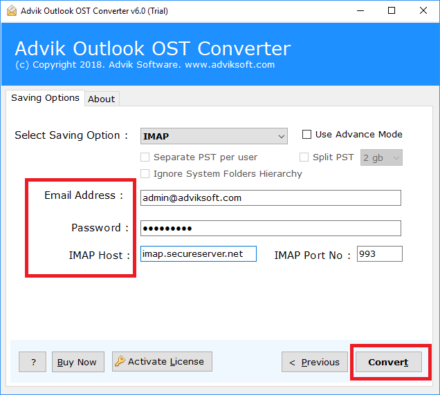 click the Convert to import ost to amazon workmail