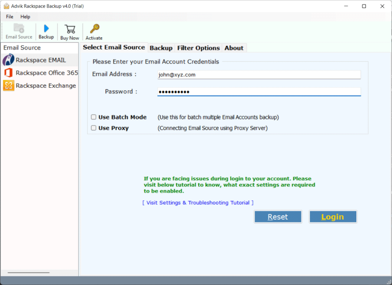 Run the rackspace to exchange migration tool