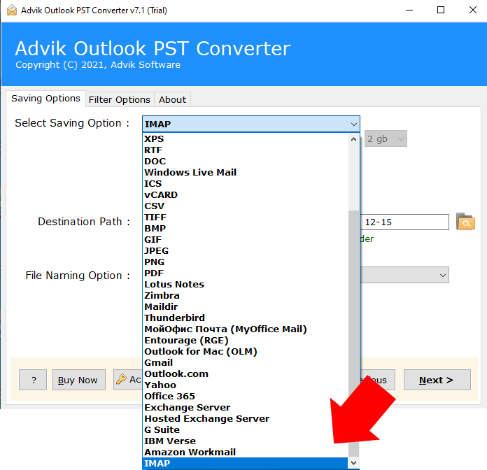 import pst to imap account