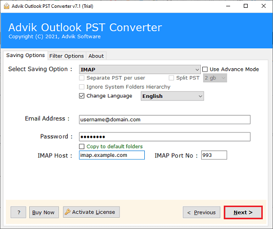 transfer IMAP emails to IMAP account