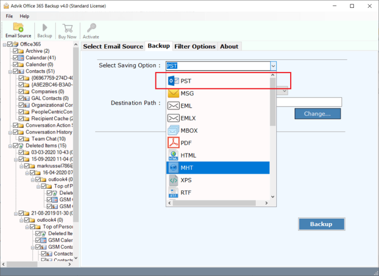 Choose the export file-saving option