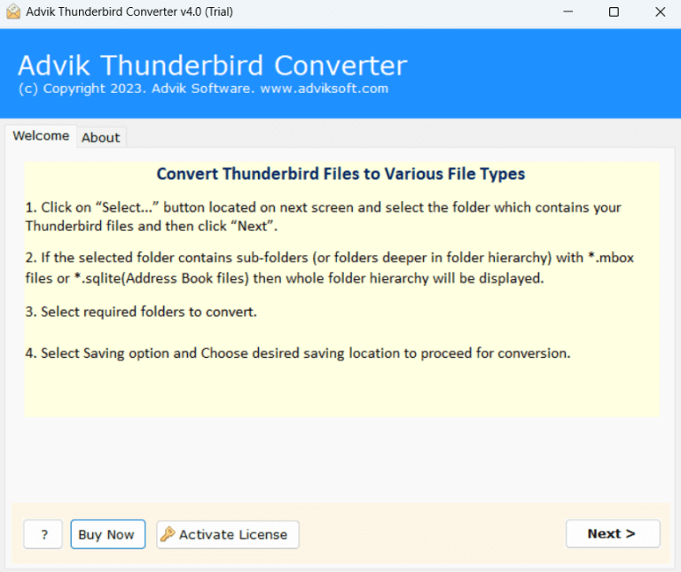 Run Advik Thunderbird to Yahoo Migrator