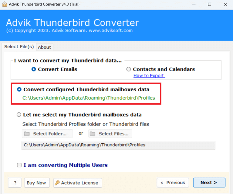 automatically detect Thunderbird emails