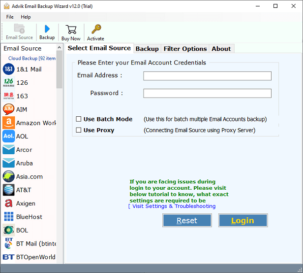 run mail2world backup tool