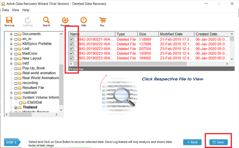 Preview recoverable files