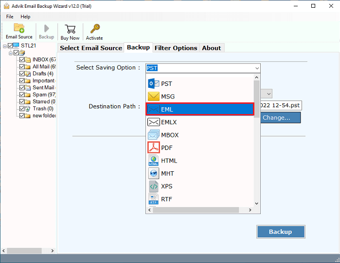 save exchange mailbox to eml file