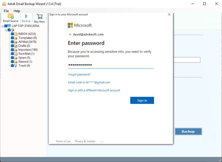 Now sign in with your Office 365 email account credentials