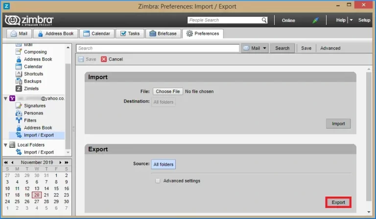 export-zimbra-emails