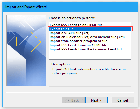 choose Export to a file 