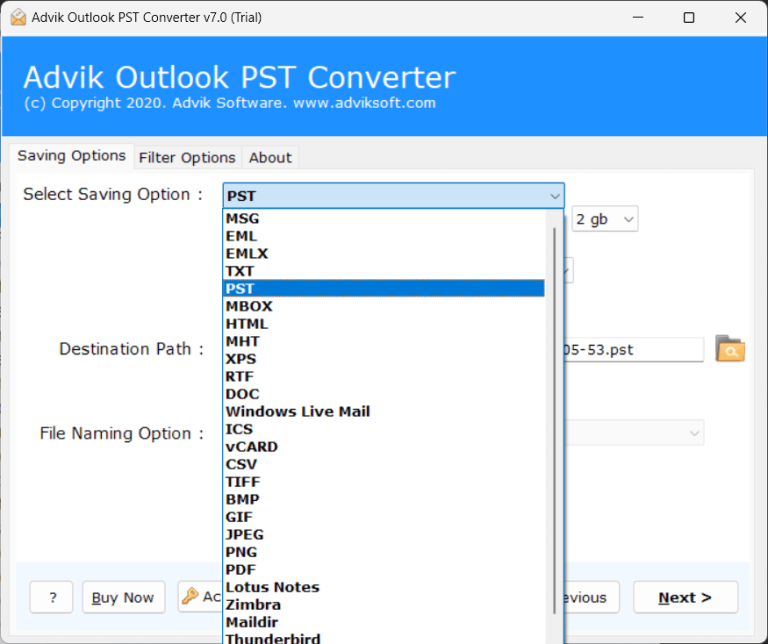 convert pst file to new format