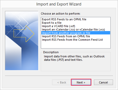 import PST file to resource calendar