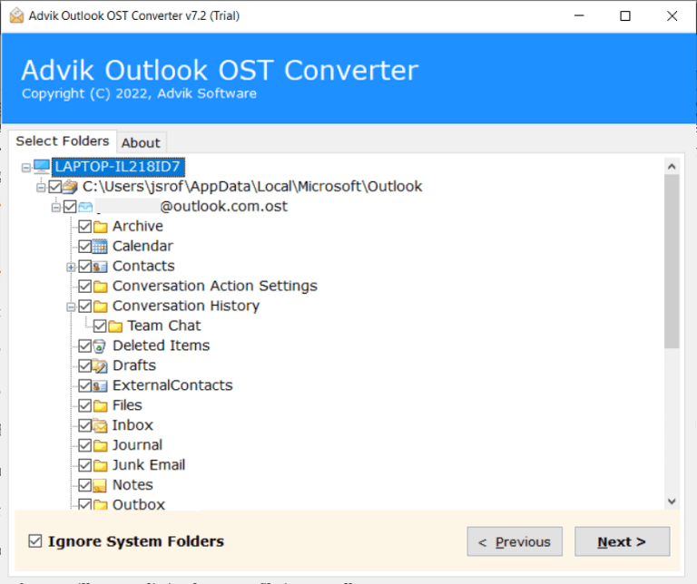 import Outlook folders to Windows 10 mail