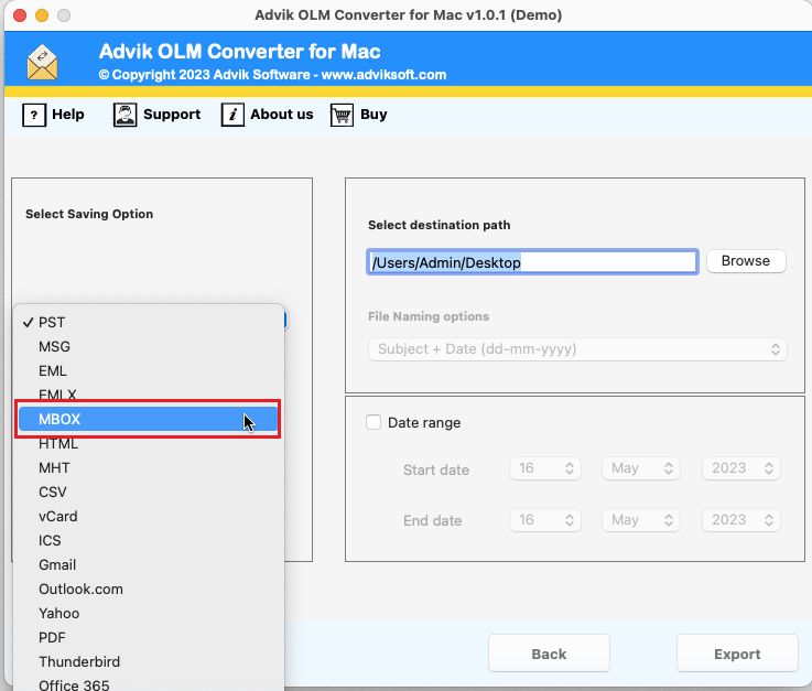 convert olm to mbox