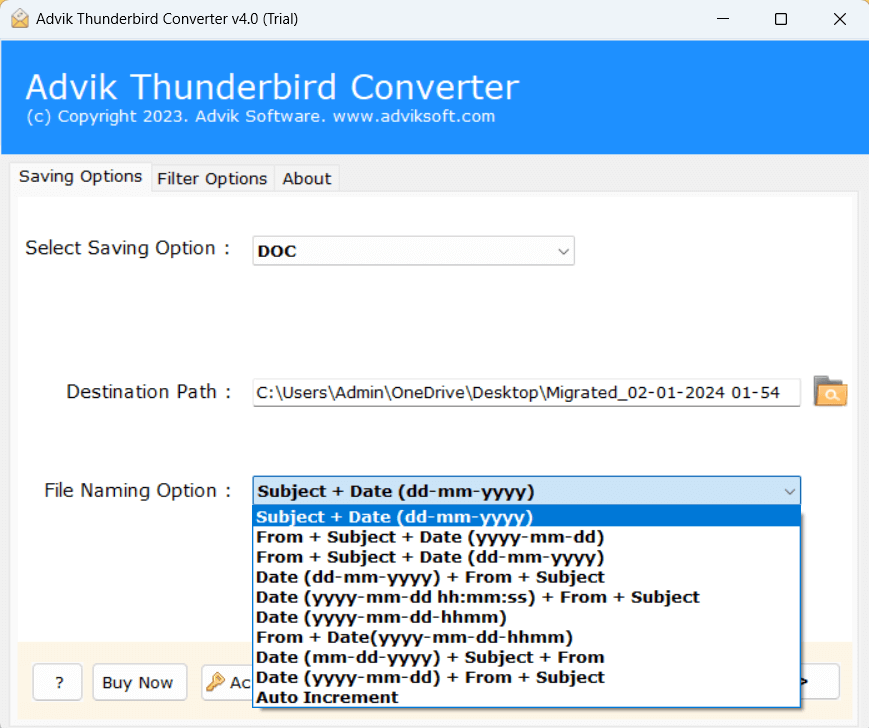 convert thunderbird emails to doc