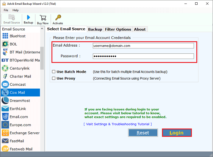 provide your COX email account details