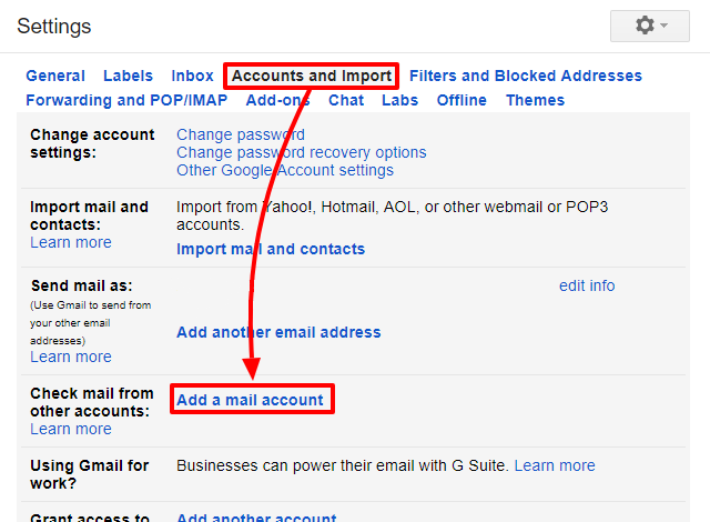 choose Accounts tab >> Add a mail account