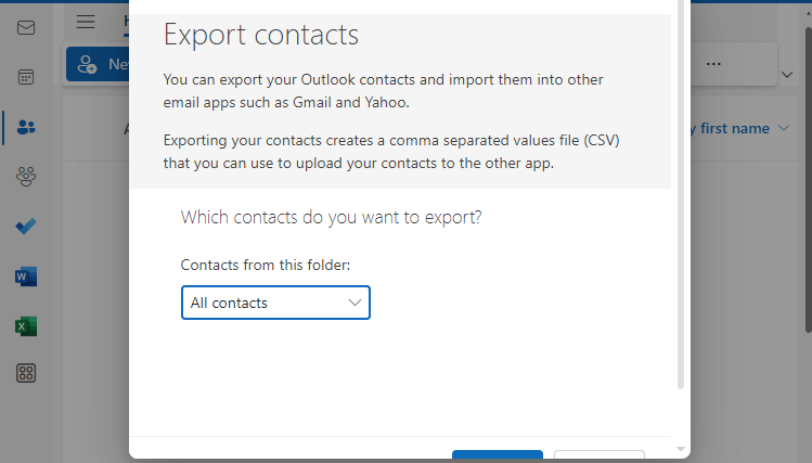 Select the All Contact folder 