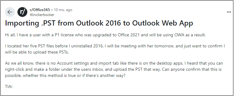 import pst to outlook.com query