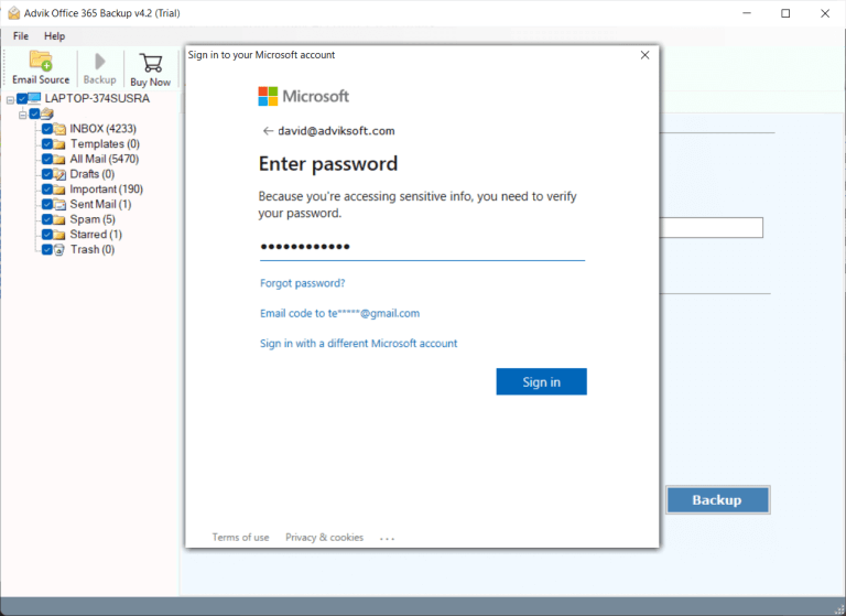 Provide your Microsoft Office 365 password