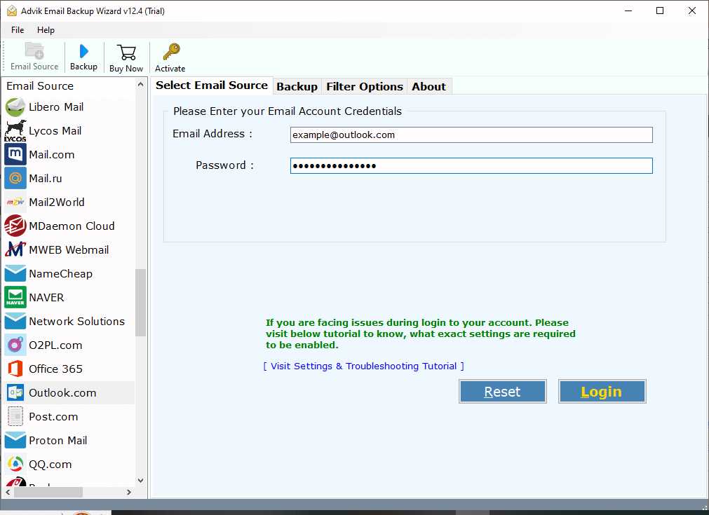 Enter your Outlook Web Access Login Details