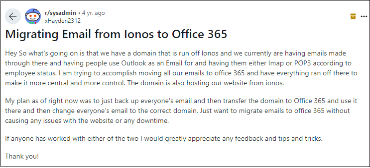 transfer Ionos to Office 365