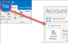 Outlook and go to File > Info > Add Account