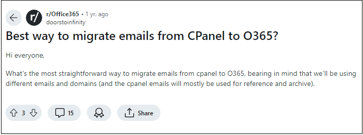 cpanel to office 365 query