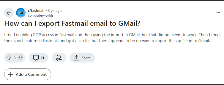 fastmail to gmail query