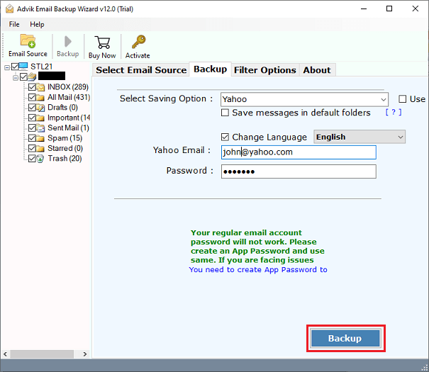 click convert to transfer hotmail to yahoo mail