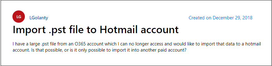 import pst file to hotmail query