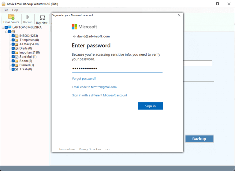 enter Office 365 password & click sign in to press & to migrate logicboxes email to Office 365
