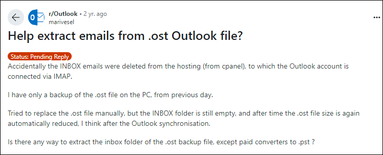 extract emails from OST file query