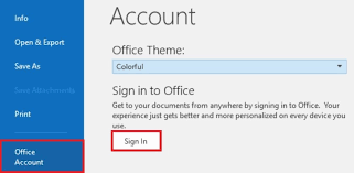 click on office accounts