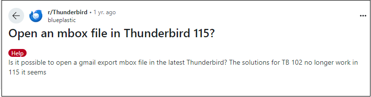 import MBOX to Thunderbird query