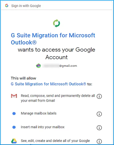Grant GSMMO access to your Google account by clicking Allow.