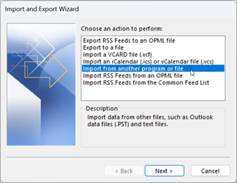 import pst file