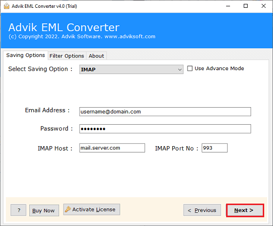 click on Next to import eml to fastmail