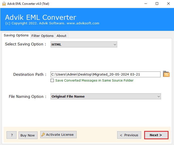 click next to open eml files in google chrome