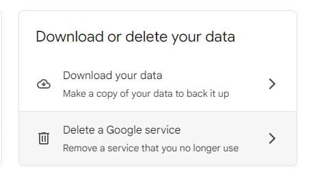 Select download your data option in Gmail