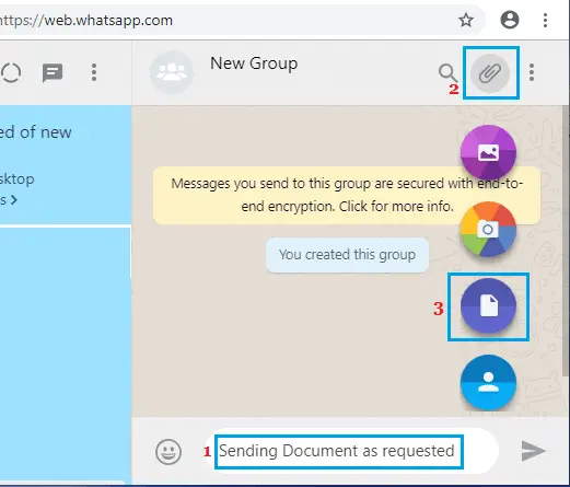 select Documents to transfer into whatsapp